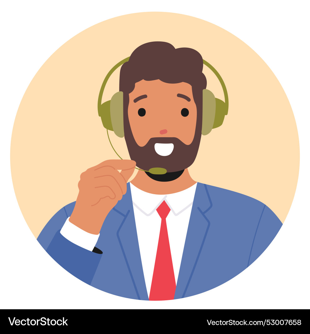 Smiling customer support representative character Smiling customer support representative character vector image