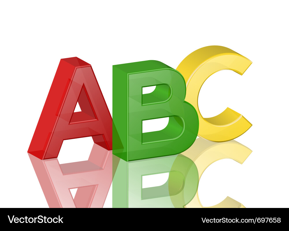 Transparent ABC Letters with Reflection Vector Image