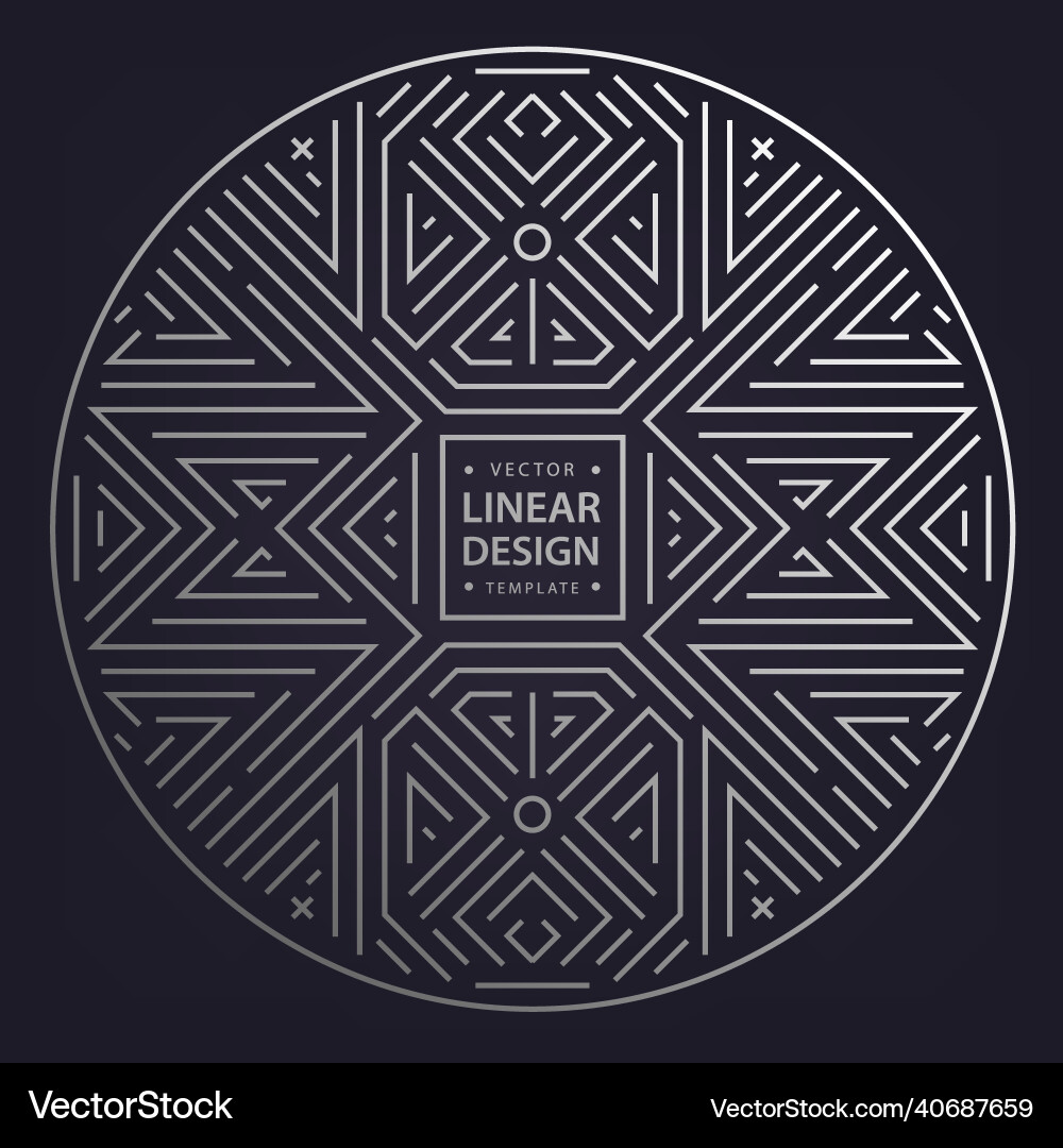 Art deco linear circle round border frame vector image