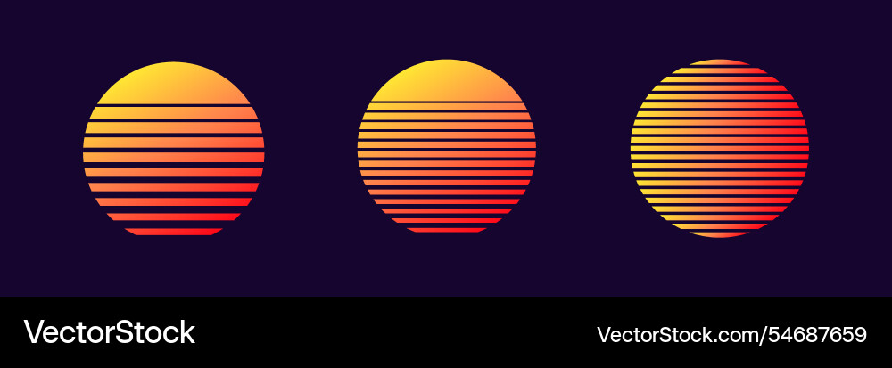 Geometric gradient circles with striped patterns vector image