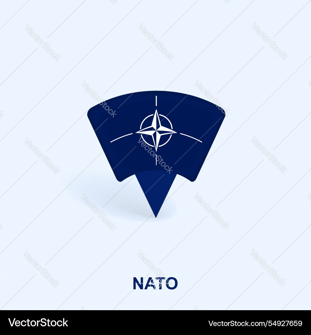 Nato flag map pointer design with shadow Nato flag map pointer design with shadow vector image