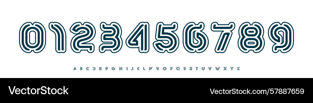 Retro numeric font outlined loop numbers Retro numeric font outlined loop numbers Vector Image