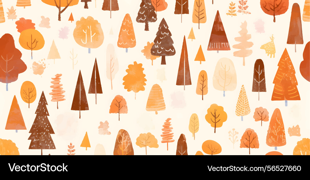 Autumnal pattern of assorted trees and decorative Autumnal pattern of assorted trees and decorative vector image