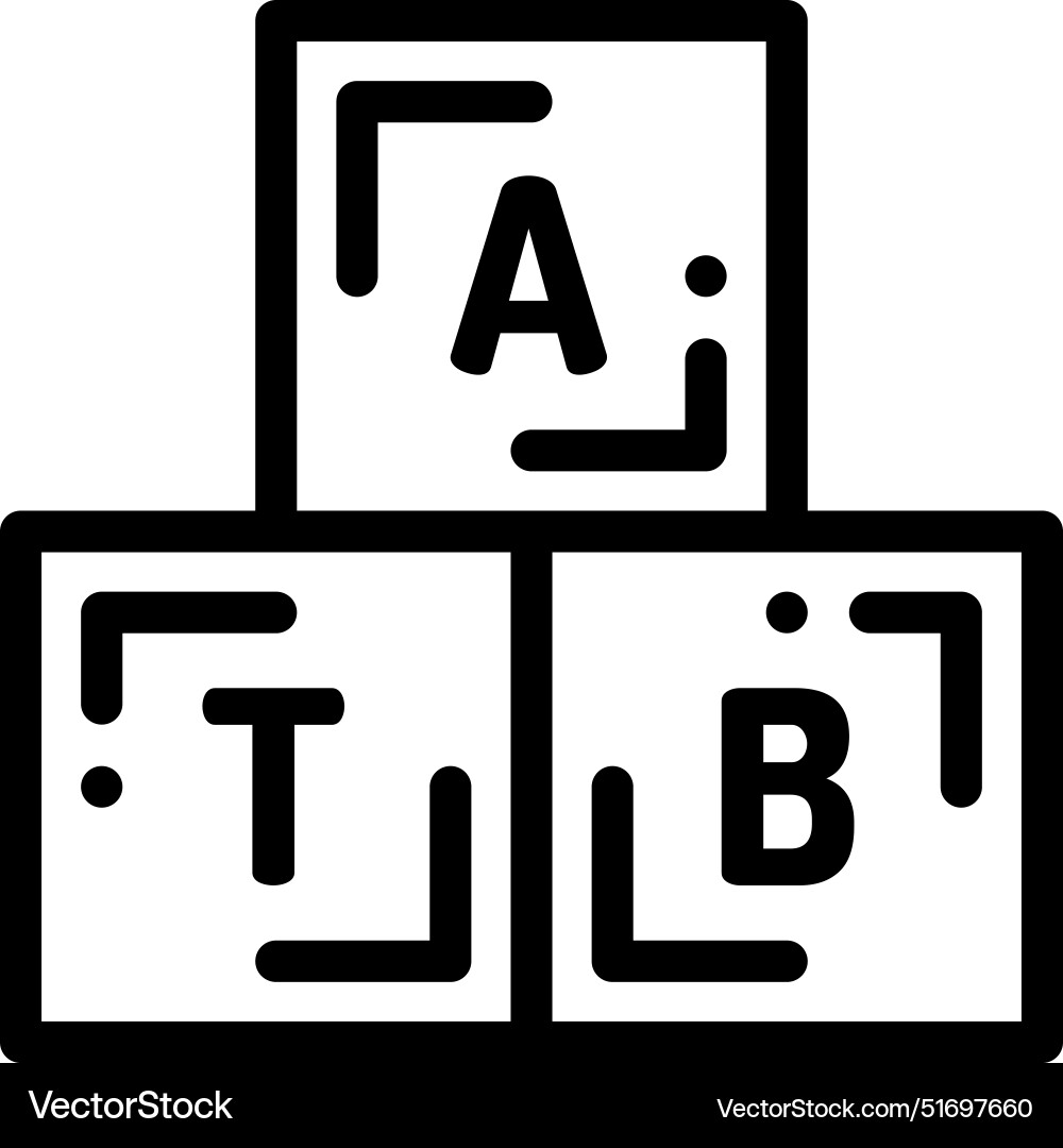 Boggle icon thin linear style design isolated Boggle icon thin linear style design isolated vector image