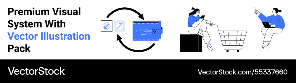 E-commerce workflow with shopping cart digital Vector Image