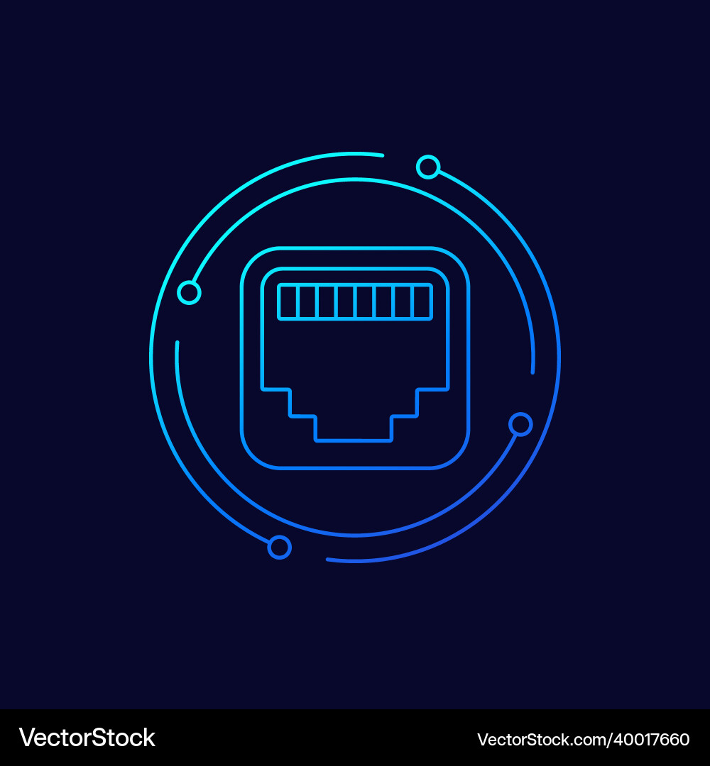 Ethernet port line icon network socket vector image