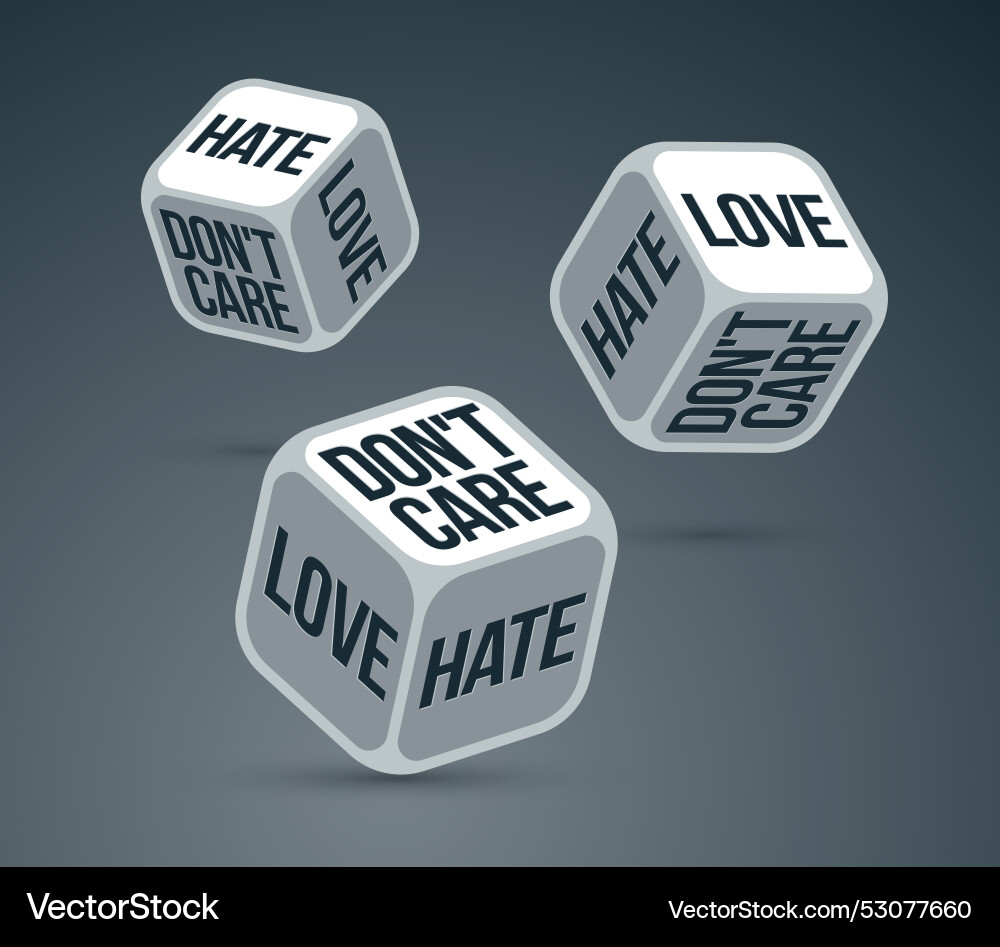 Love and hate emotions in relations Royalty Free Vector