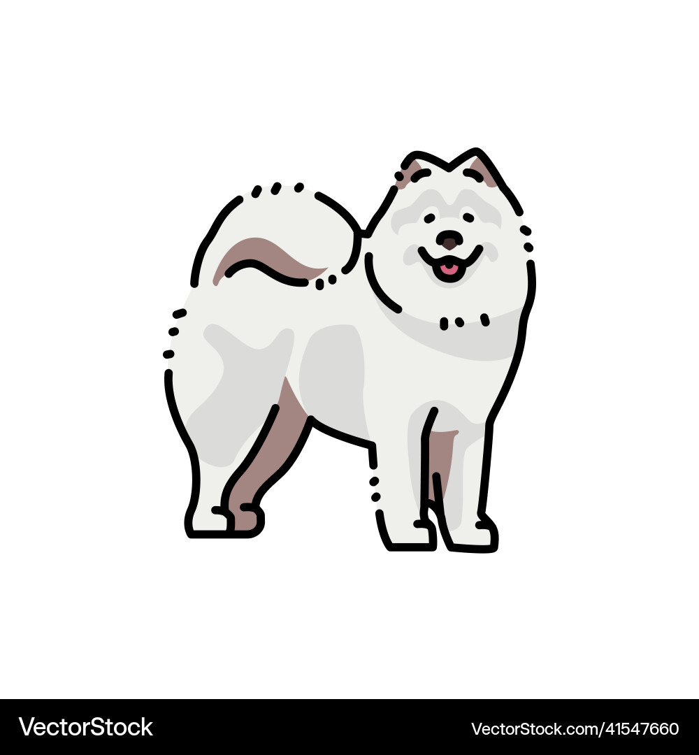 Samoyed Dog Line Icon Royalty Free Vector Image