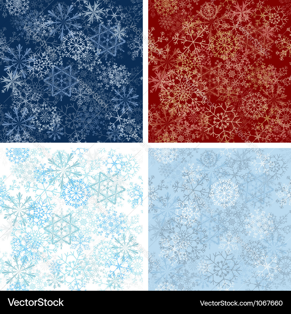 Set of seamless snowflake patterns vector image