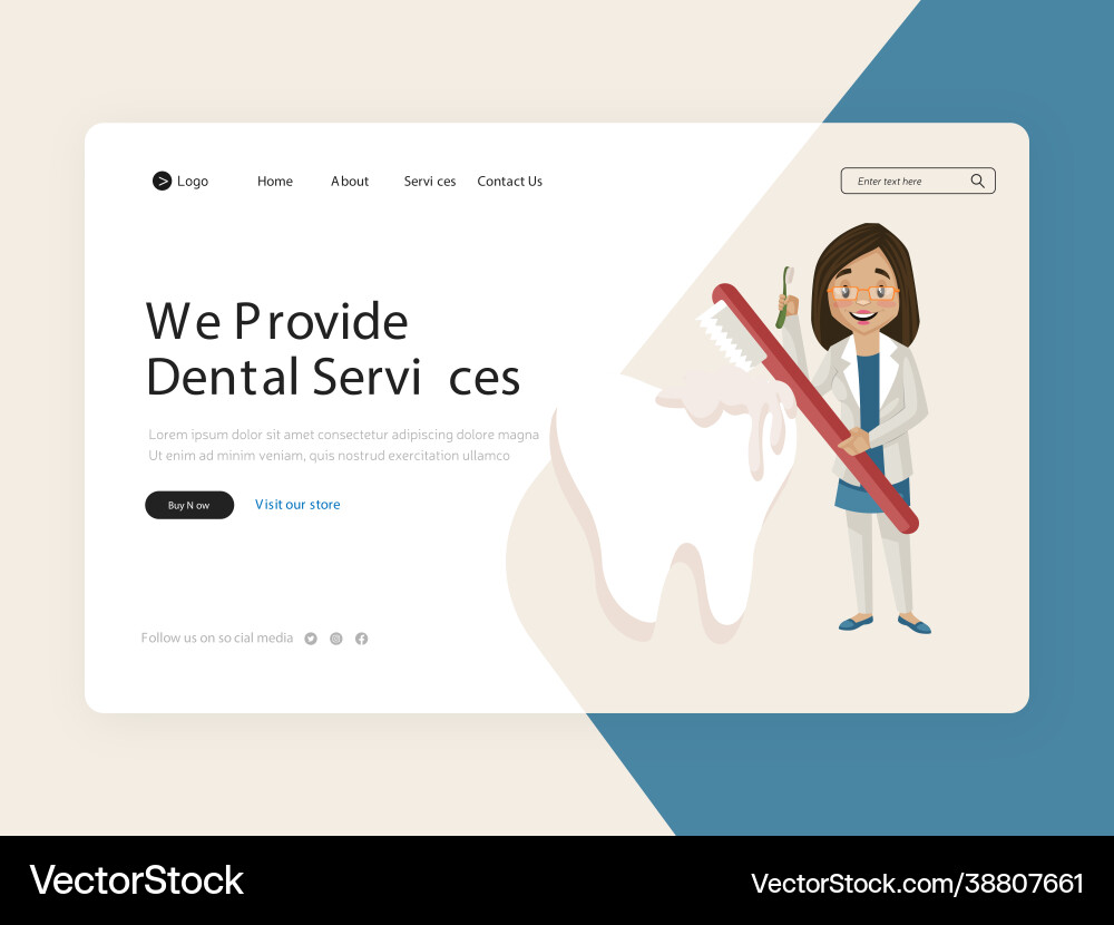 Dental services landing page vector image