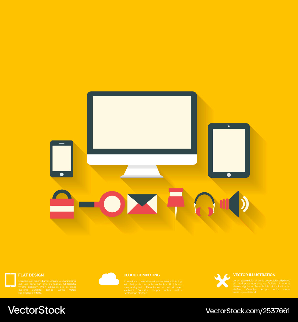 Flat abstract background with web icons interface Vector Image