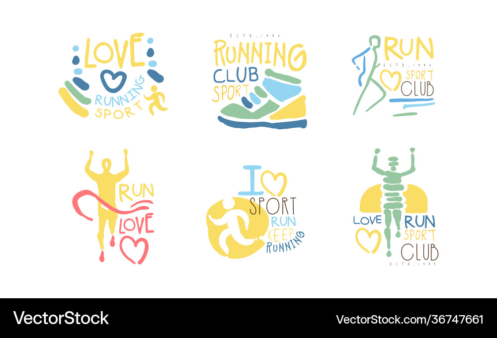 I love run logo design set sport club fitness I love run logo design set sport club fitness vector image