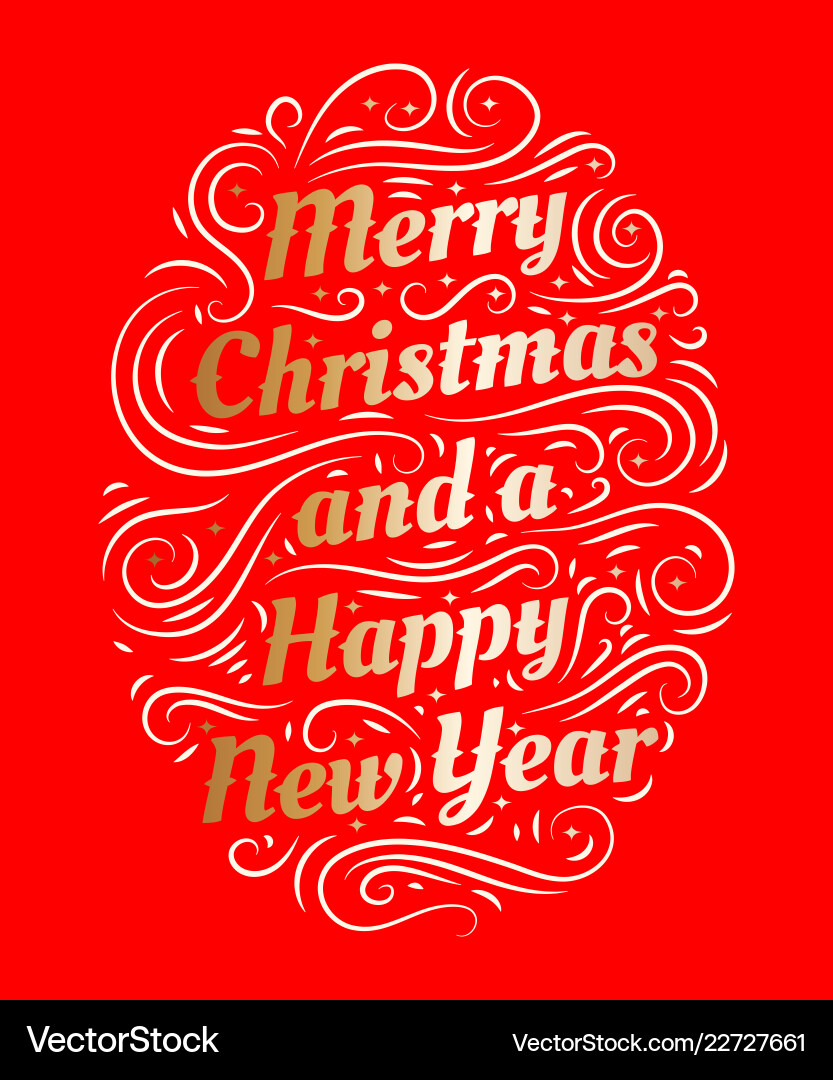 Merry christmas and a happy new year hand drawn Merry christmas and a happy new year hand drawn vector image