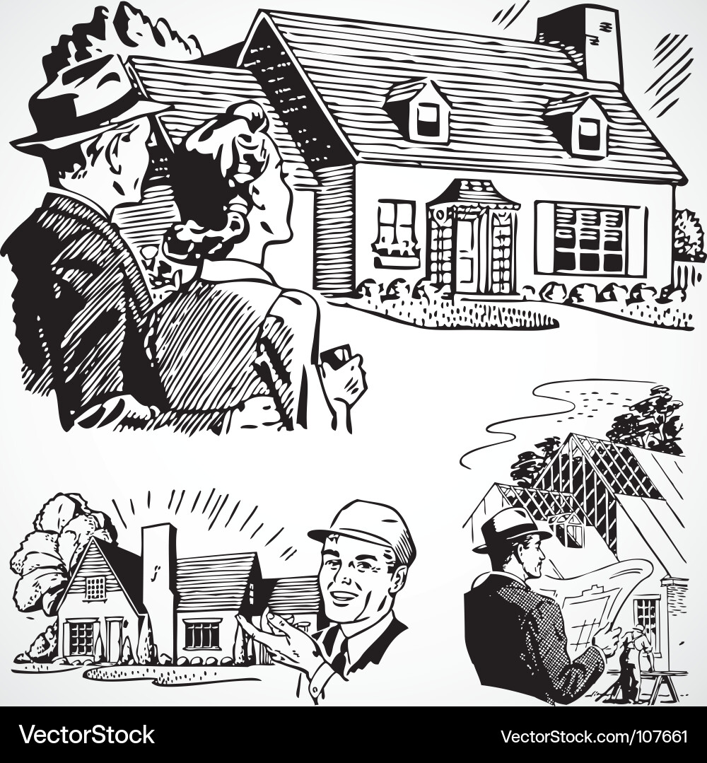 Retro Real Estate Sketch Vector Image