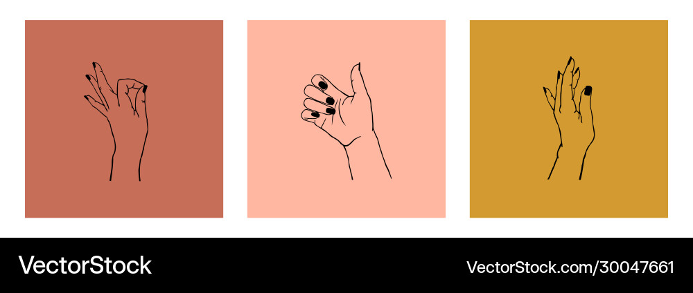 Set cards with different gestures isolated Set cards with different gestures isolated vector image
