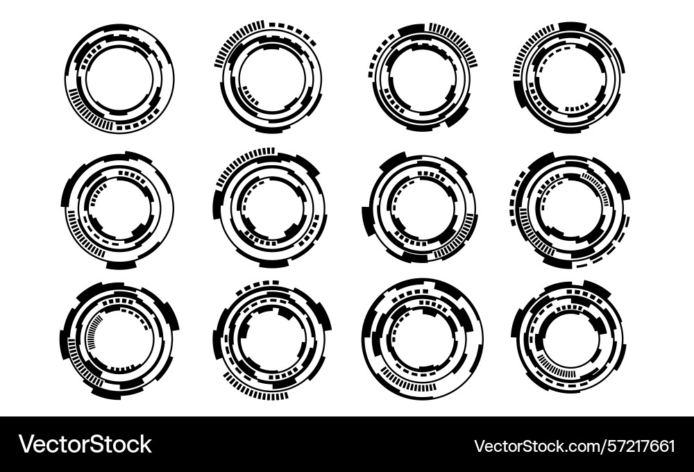 Set of sci fi black circle user interface Set of sci fi black circle user interface vector image