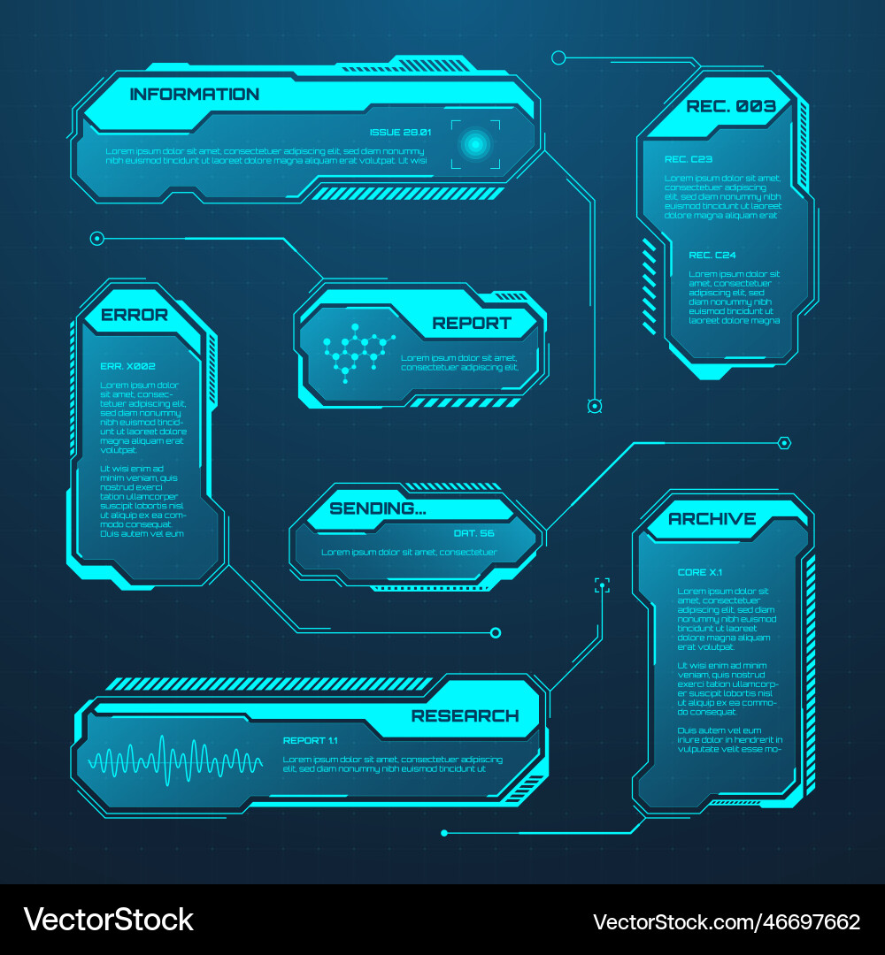 Blue futuristic hud or ui elements sci-fi user Blue futuristic hud or ui elements sci-fi user vector image