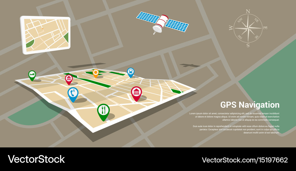 GPS Navigation Map - Route Finder Vector Image
