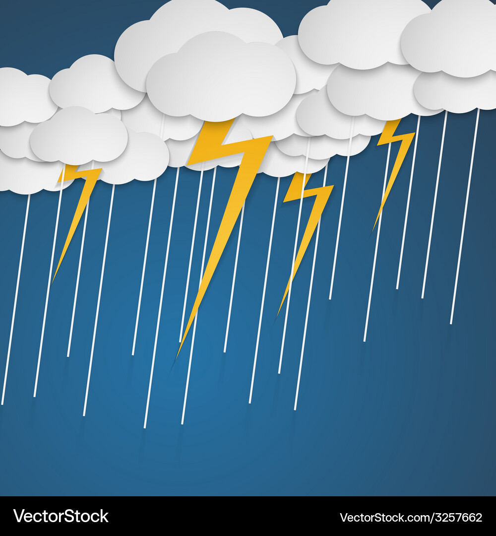 Lightning with rain in clouds cartoon style – Royalty-Free Vector |  VectorStock, image size:1000x1080