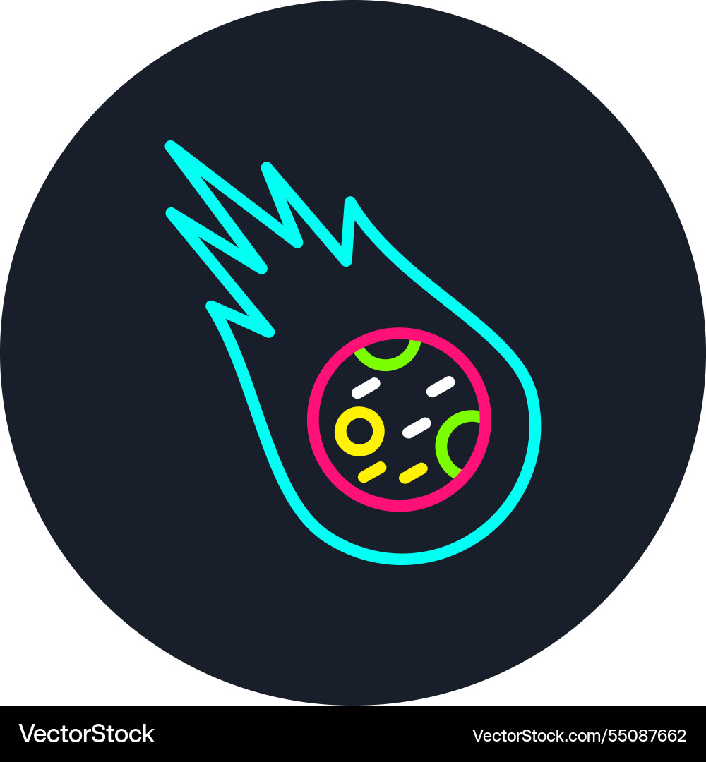 Meteorite line multi color icon Vector Image