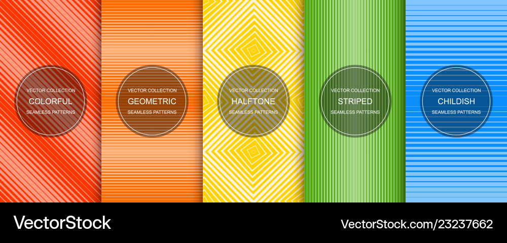 Set of colorful seamless geometric patterns Set of colorful seamless geometric patterns vector image