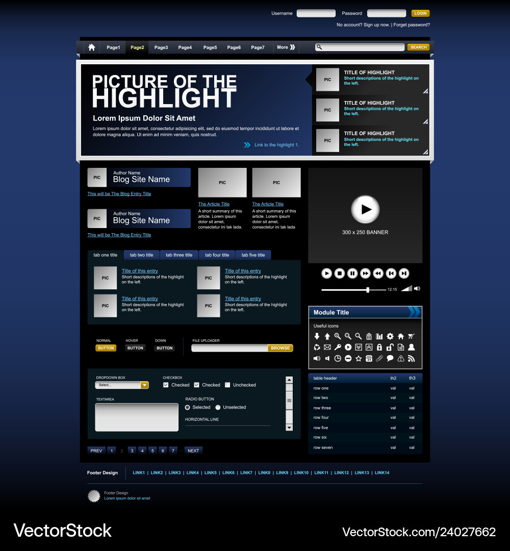 Web-Design Website Element Template-Taste Vektorbild