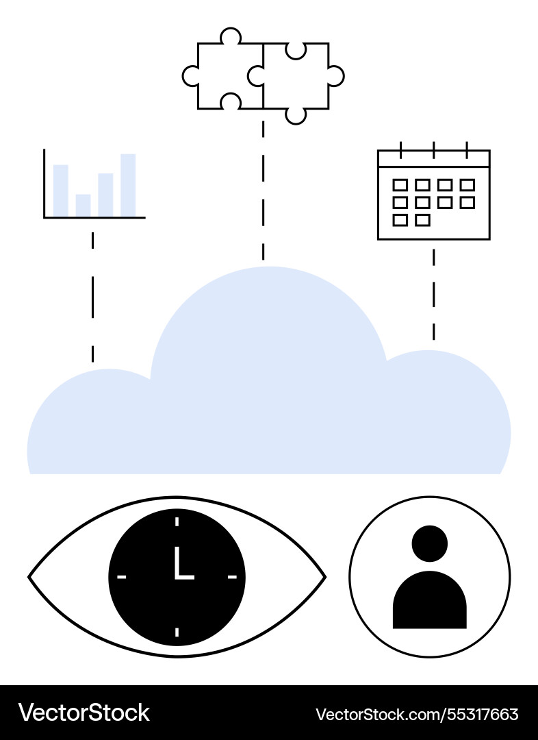 Cloud integration concept with analytics Cloud integration concept with analytics vector image