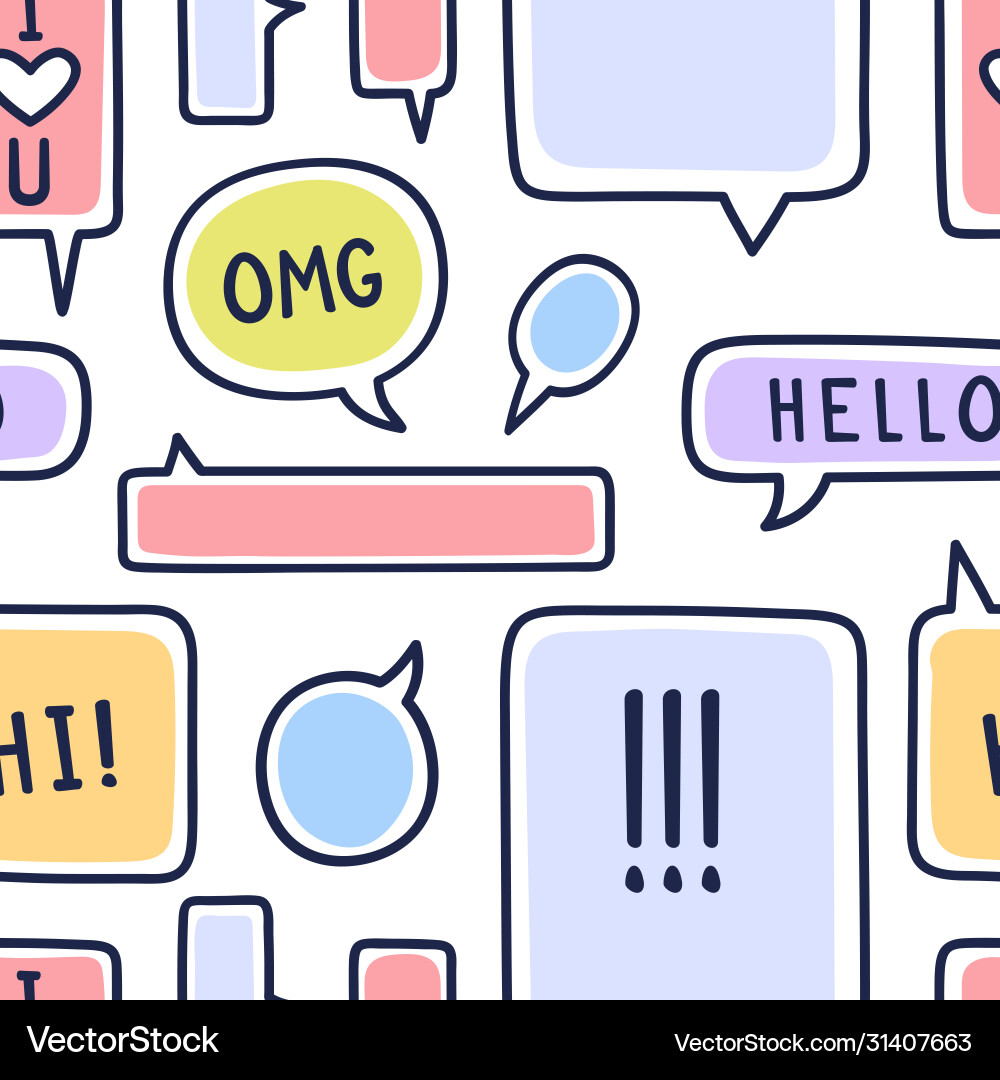 Hand drawn speech bubbles seamless pattern Vector Image