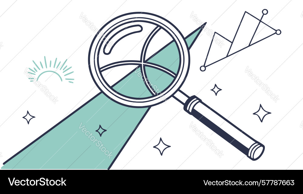 Magnifying glass over a graph data analysis Vector Image