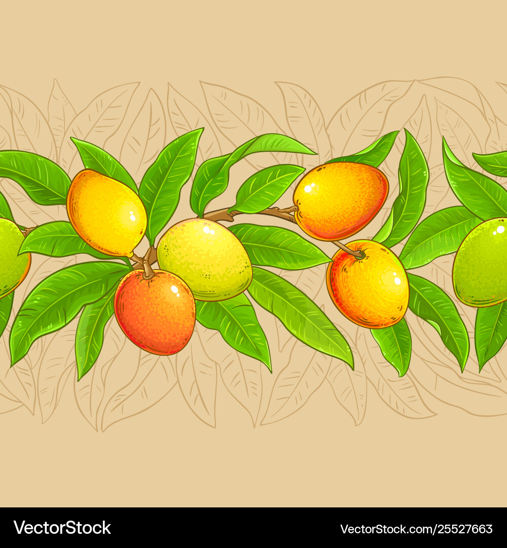 Mango branches pattern on color background Mango branches pattern on color background vector image