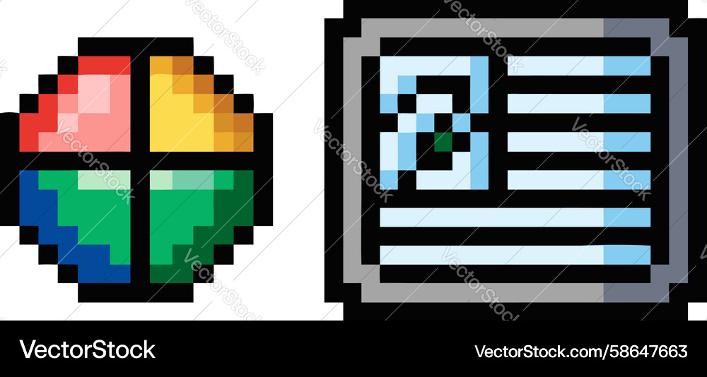 Pixel Art Document with Charts Vector Image