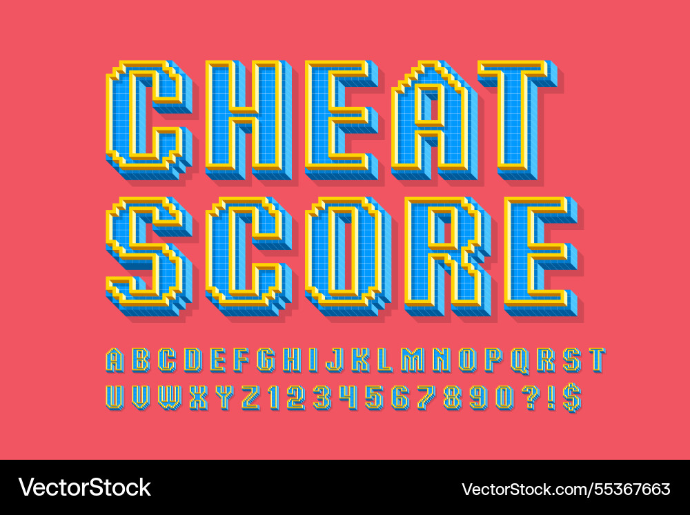 Pixel stylized alphabet design high Pixel stylized alphabet design high vector image