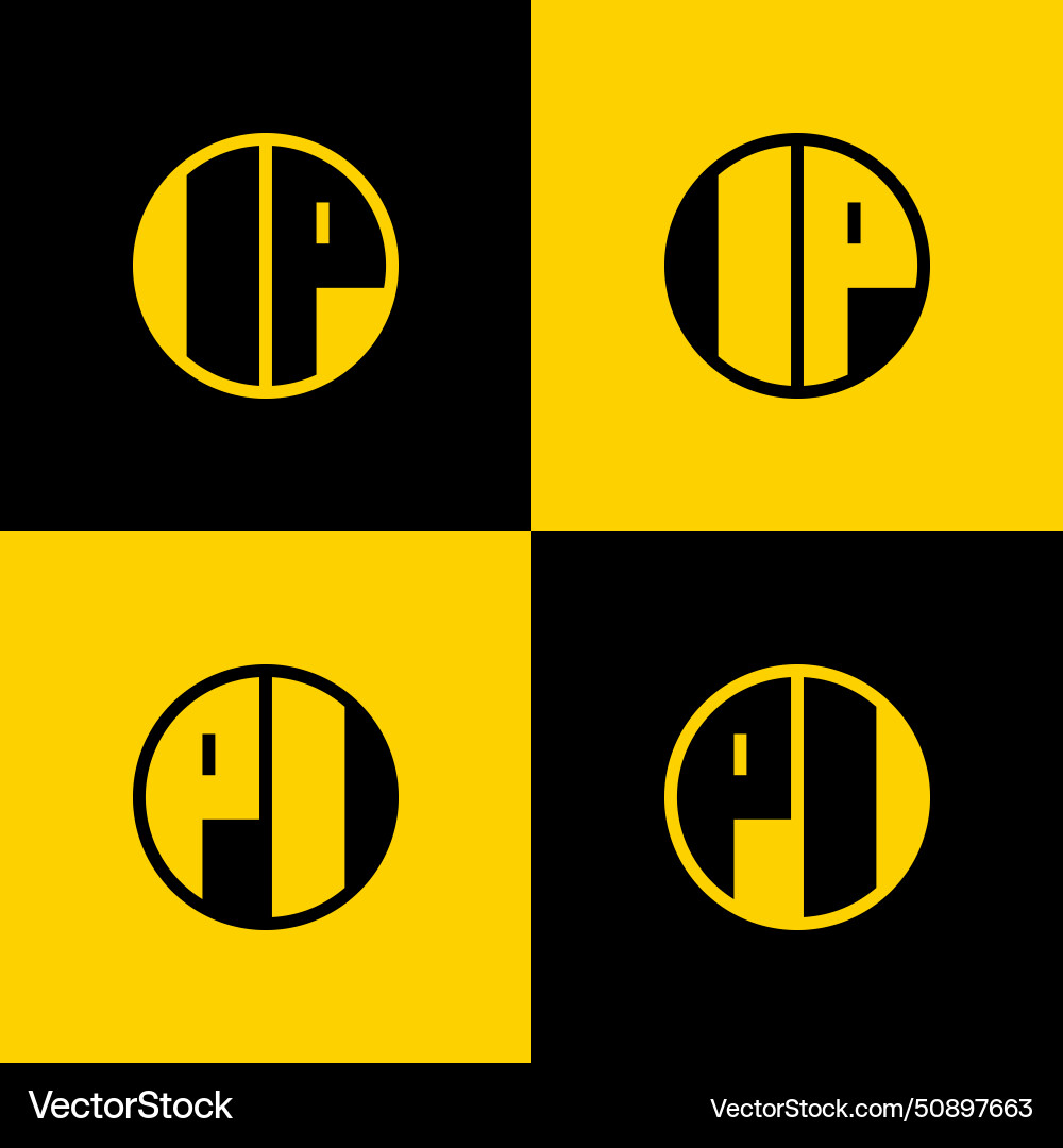 Simple ip and pi letters circle logo set suitable Vector Image