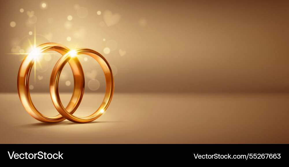 Szene mit zwei goldenen Hochzeitsringen Szene mit zwei goldenen Hochzeitsringen vektorbild