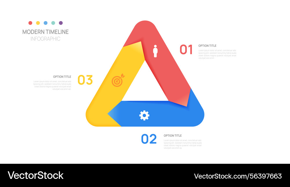 Visual data presentation cycle diagram with 3 vector image