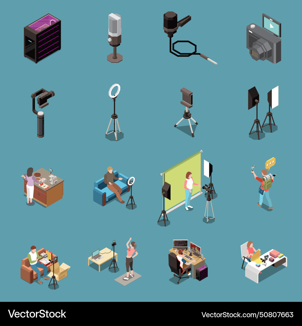 Vlogging icons set Royalty Free Vector Image - VectorStock