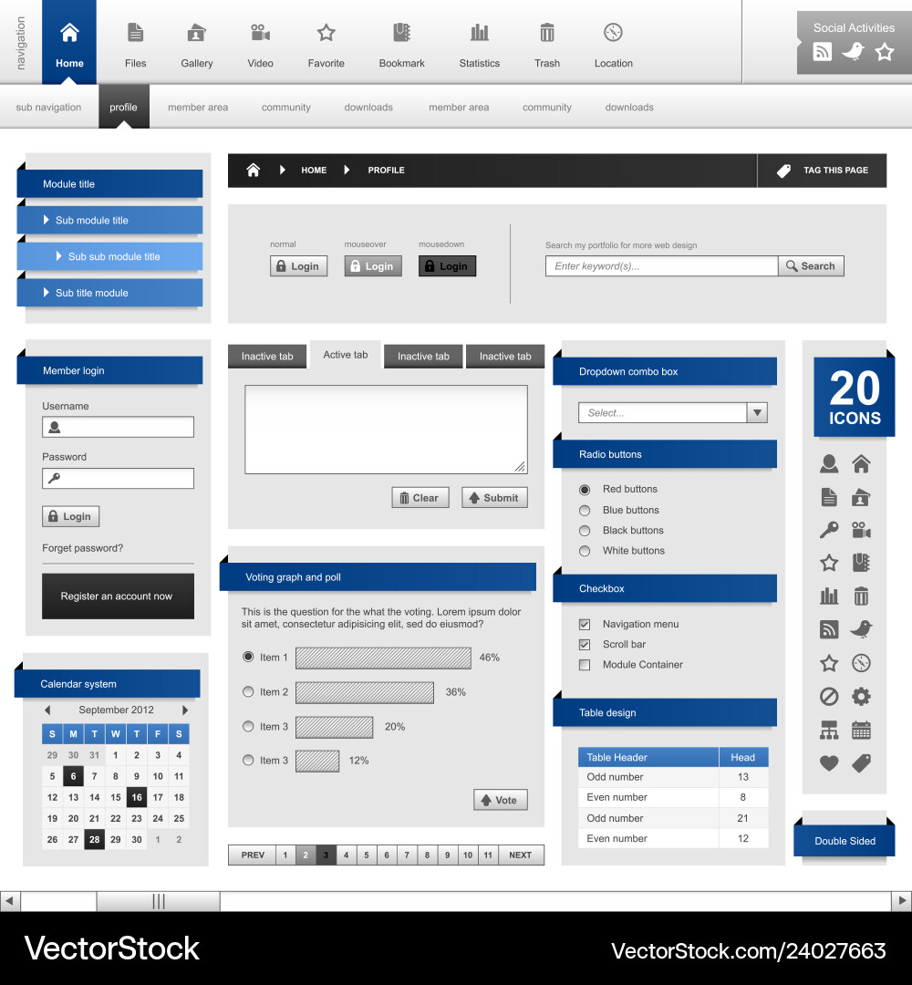 Web design element template a complete set Web design element template a complete set Vector Image