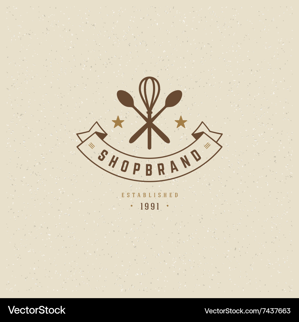 Whisk & Spoon Restaurant Logo Vector Image