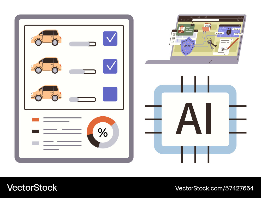 Ai-based vehicle selection and cybersecurity Ai-based vehicle selection and cybersecurity vector image
