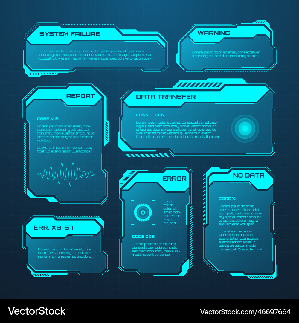 Blue futuristic hud or ui elements sci-fi user Blue futuristic hud or ui elements sci-fi user vector image