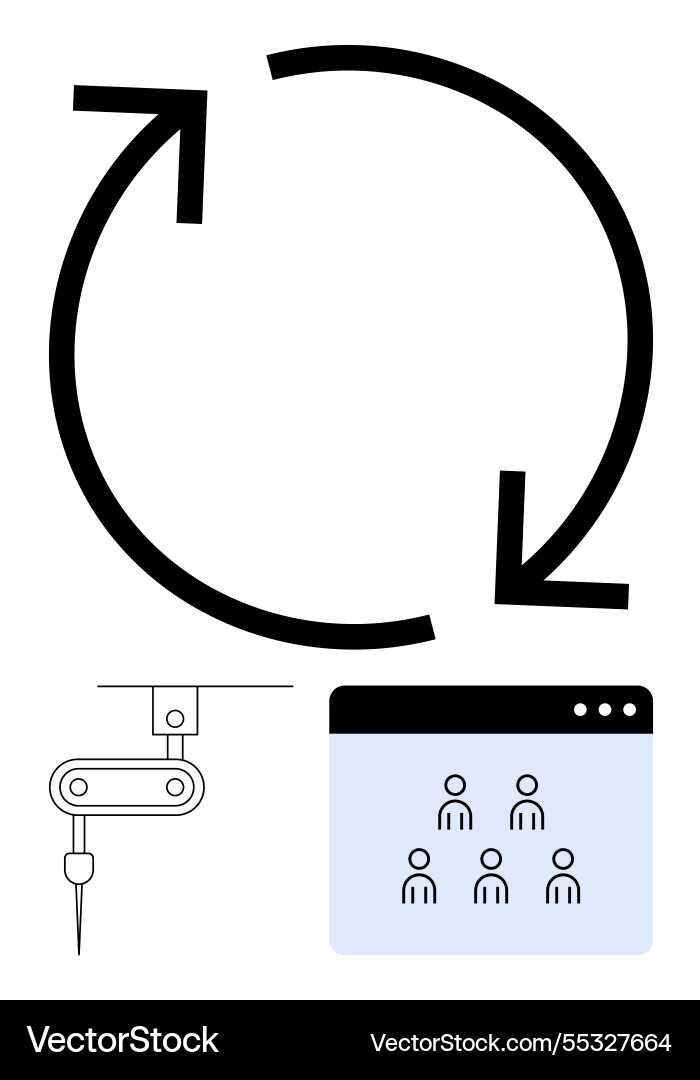 Circular process with automation arm and user Circular process with automation arm and user vector image
