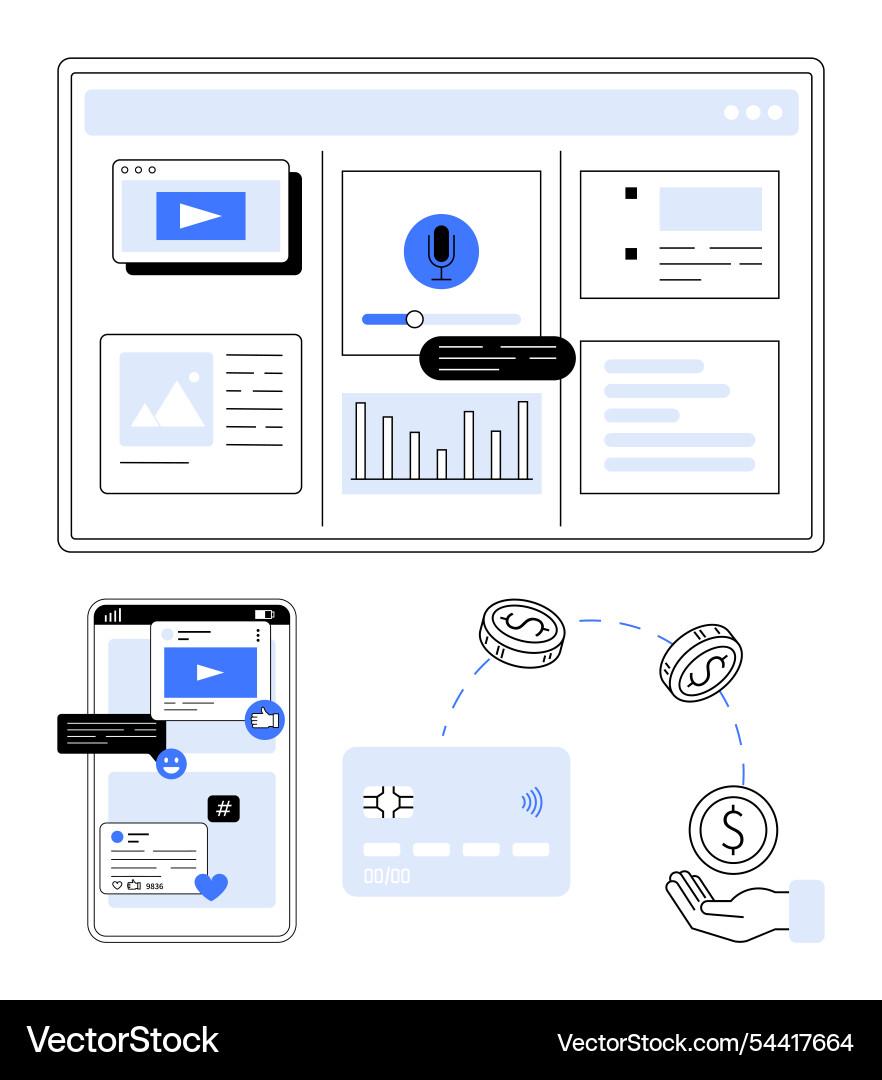Digital interface and online transactions Digital interface and online transactions vector image