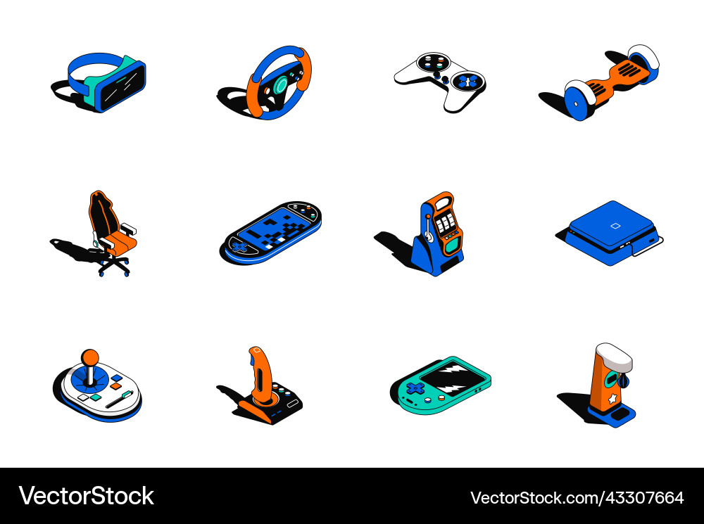 Game devices 3d isometric icons set pack elements Game devices 3d isometric icons set pack elements vector image