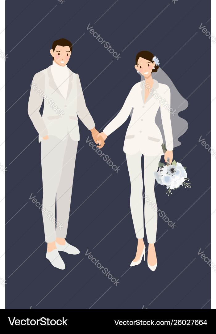 Hipster Hochzeitspaar in Anzug Hosen halten Hipster Hochzeitspaar in Anzug Hosen halten vektorbild