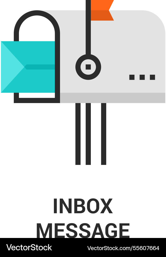 Inbox message flat line icon design concept Vector Image