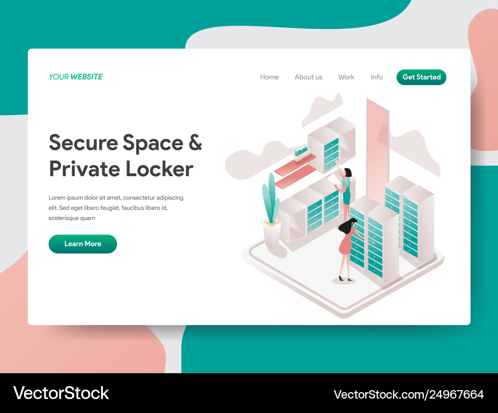 Landing page template secure space and private Landing page template secure space and private vector image