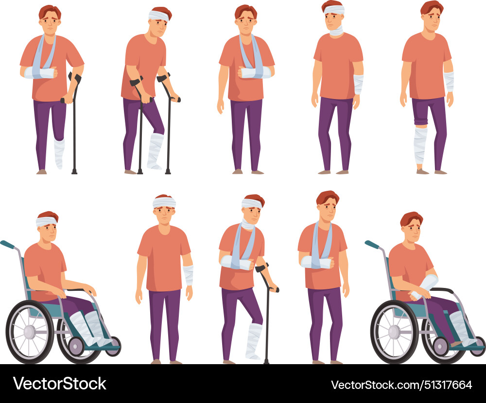 Mann mit Verletzung Rehabilitation Mann mit Verletzung Rehabilitation vektorbild