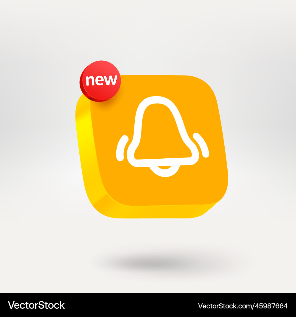 Notification button with new label mobile vector image