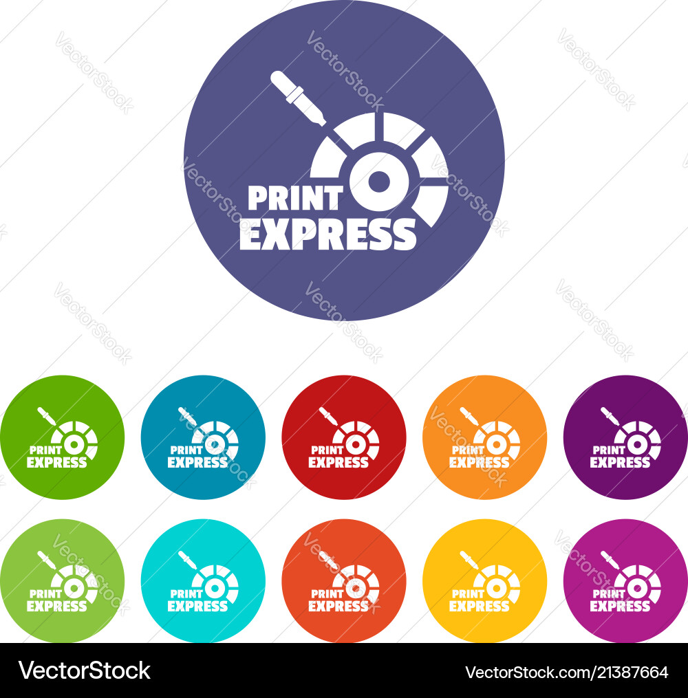 Print express icons set color Vector Image