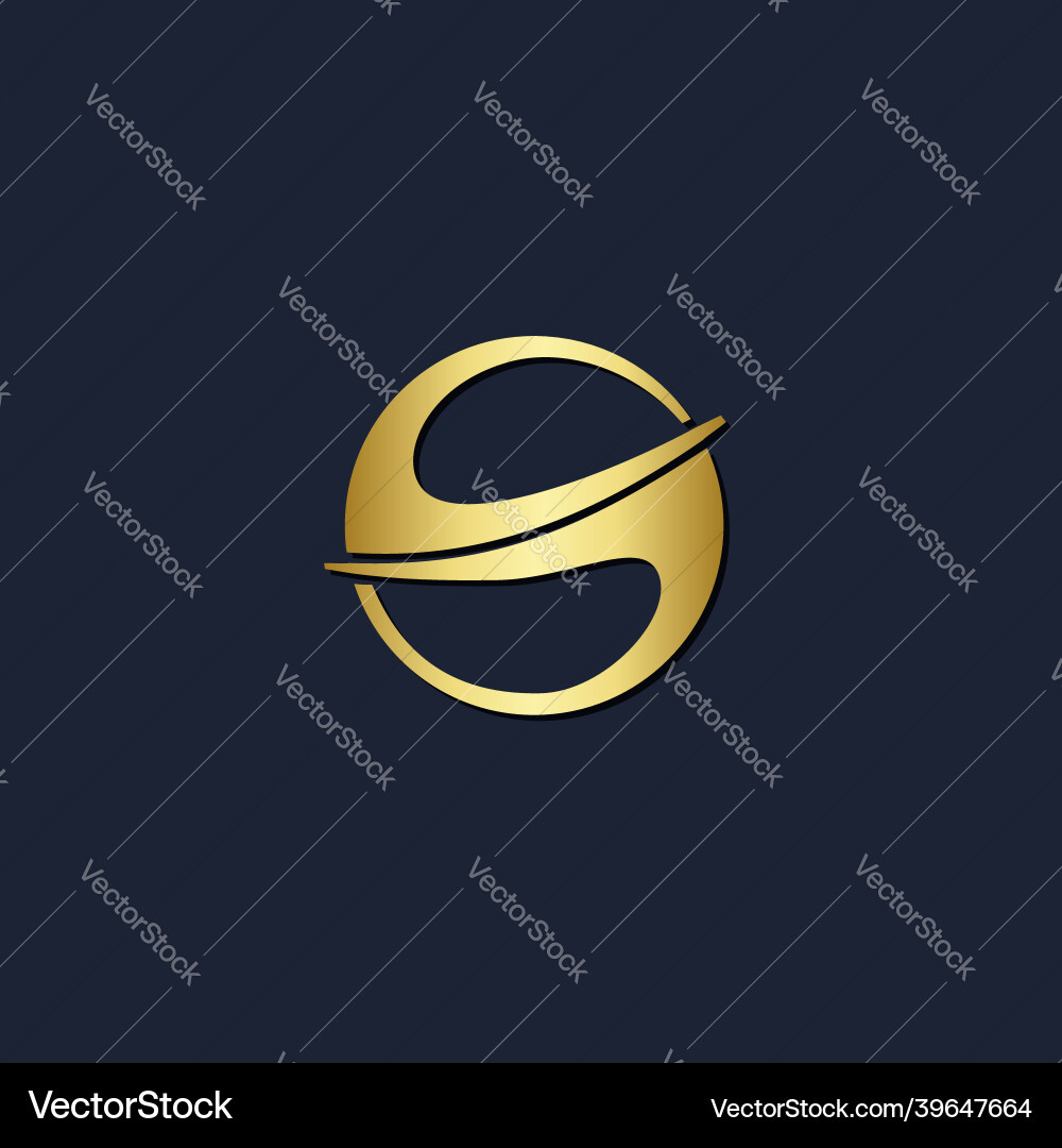 Round circle s initial gold logo Royalty Free Vector Image